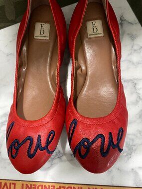 EUC~Ellen DeGeneres Ed Langston Love Slip on Red Ballet Flats  Size 6M